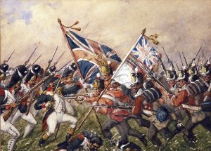 A painting showing the Battle of Waterloo