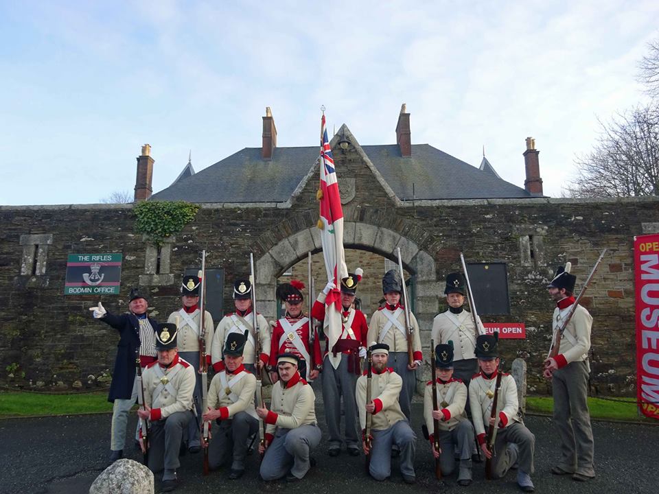 The 32nd Cornwall Regiment of Foot outside Bodmin Keep. Image from the 32nd Regiment of Foot on Facebook.